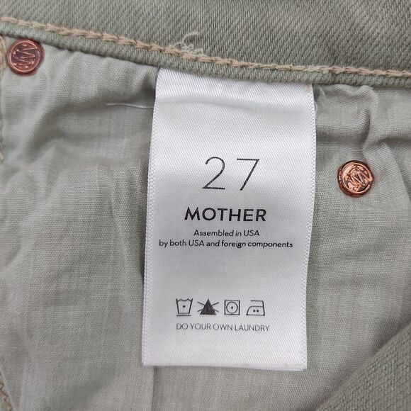 Mother Jeans Womens 27 Oil Green High Waisted Smoking Double Ankle Premium Denim - Picture 8 of 14